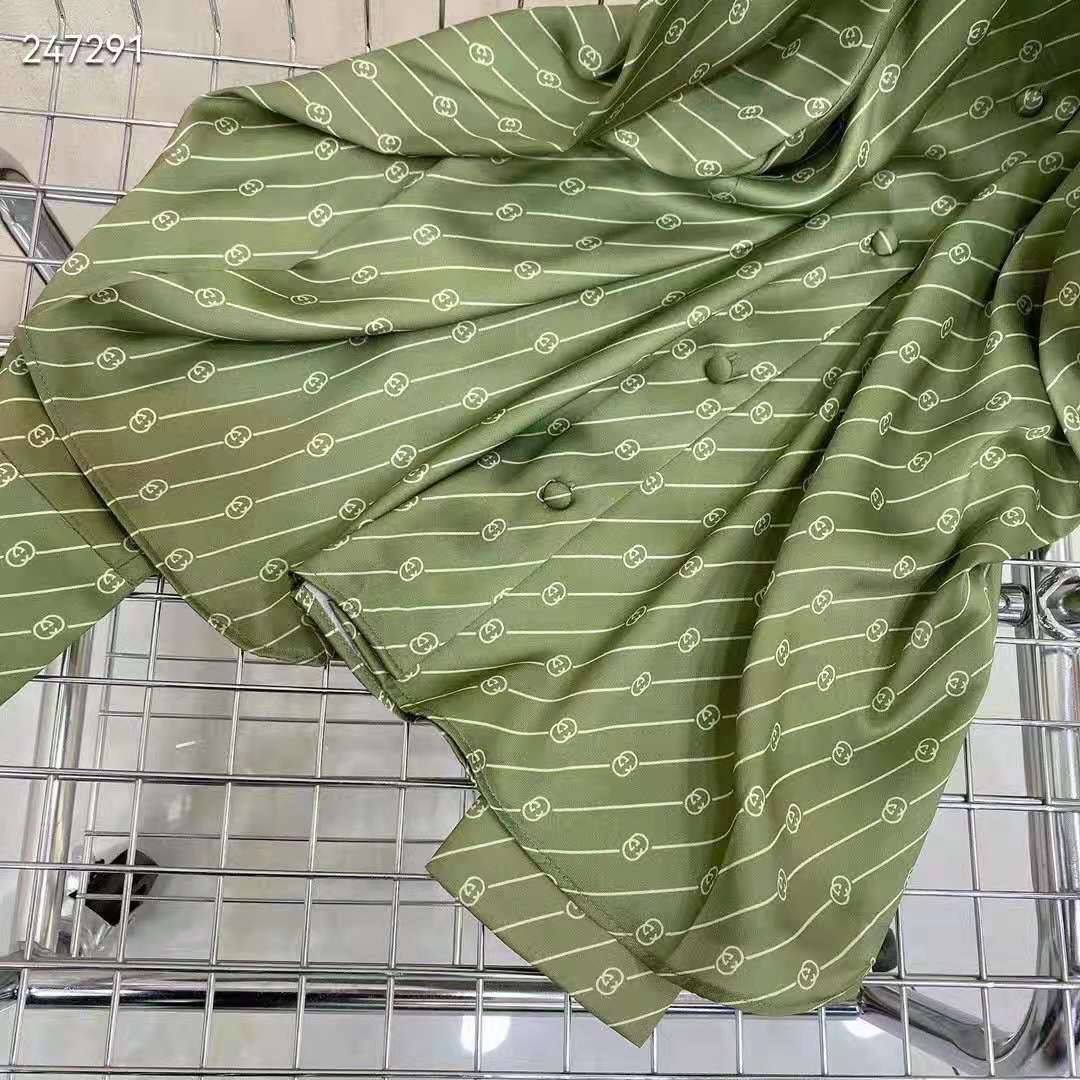 G*u*i gg women G*u*i 100 two-piece set green silk interlocking g
