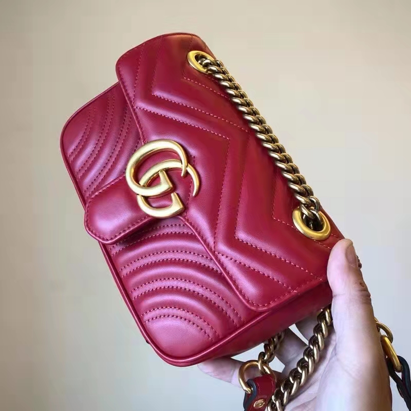 G*u*i gg women gg marmont matelassé mini bag red double g