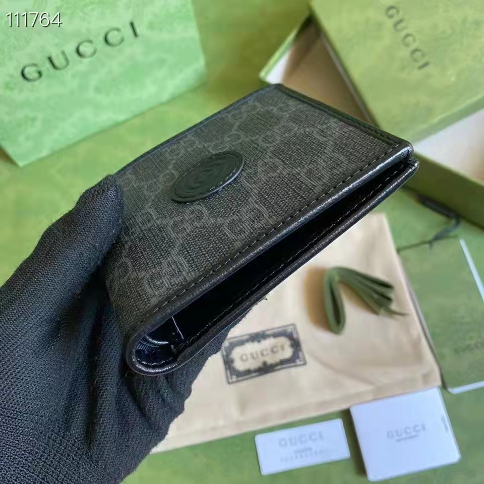 G*u*i gg unisex wallet interlocking g black gg supreme canvas