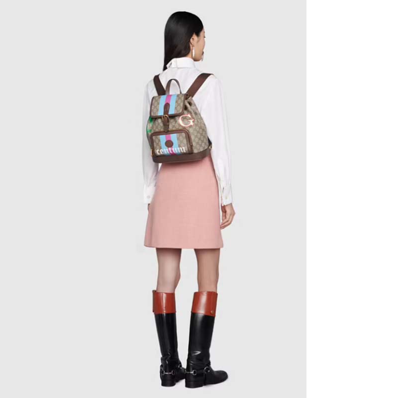 G*u*i unisex backpack with interlocking g beige centum stars g gg supreme canvas