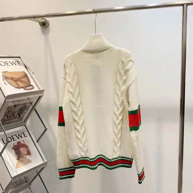 G*u*i men gg cable knit bomber jacket off-white cable knit wool