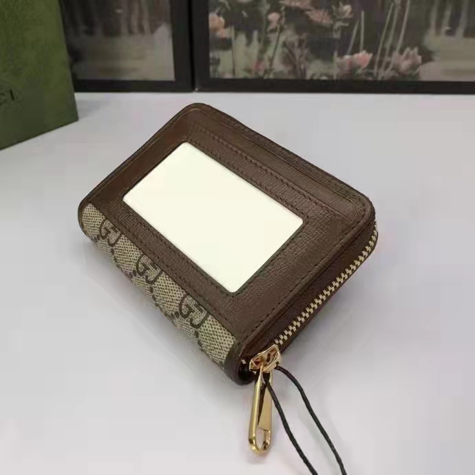 G*u*i unisex 1955 horsebit card case wallet beige ebony gg supreme canvas
