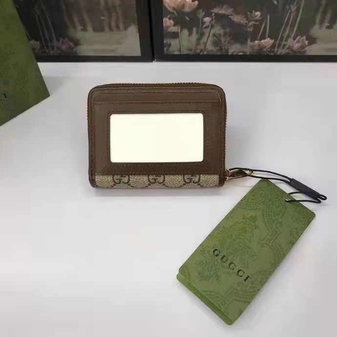 G*u*i unisex 1955 horsebit card case wallet beige ebony gg supreme canvas