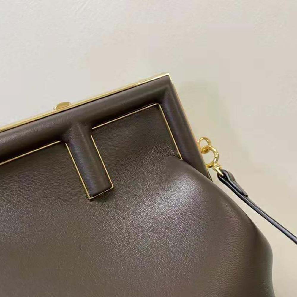 Fendi Women First Small Dark Brown Leather Bag