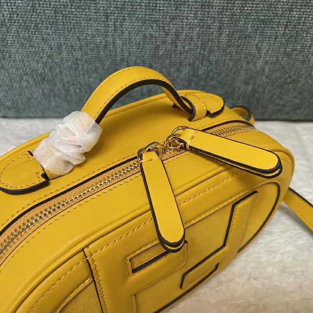 Fendi Women Mini Camera Case Yellow Leather and Suede Mini-Bag