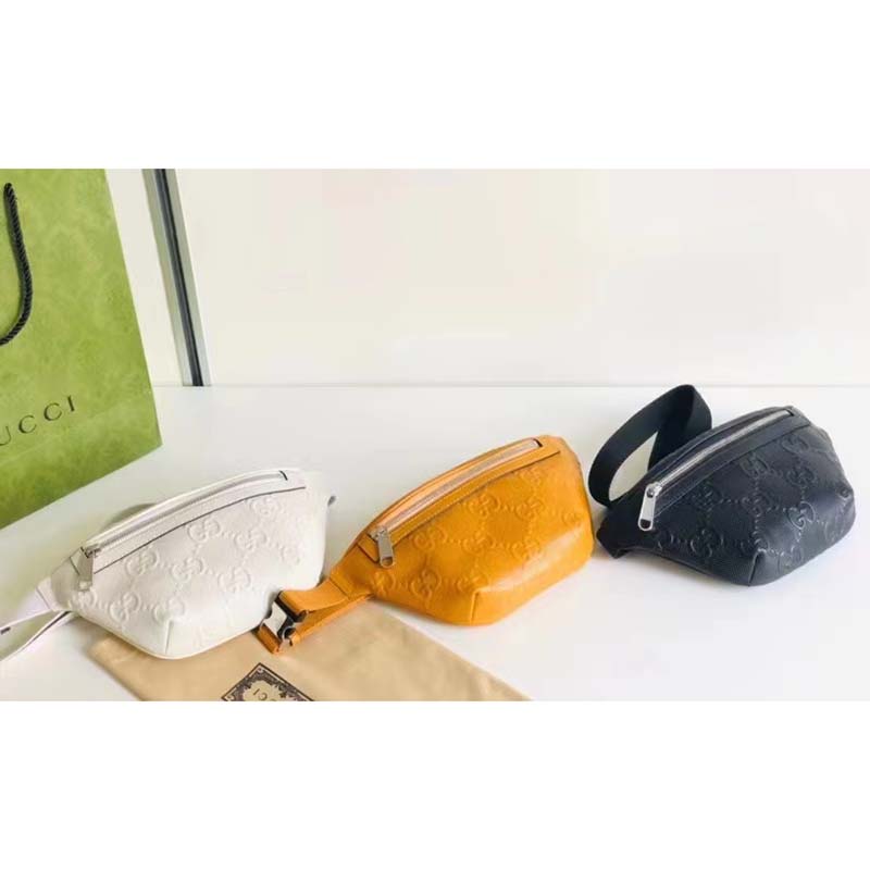 G*u*i unisex gg embossed belt bag white tonal leather