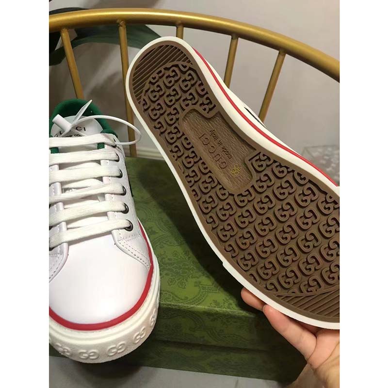 G*u*i unisex G*u*i tennis 1977 sneaker white leather green red web flat
