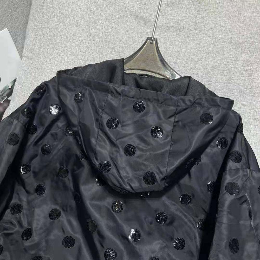 Prada Women Re-Nylon Embroidered Jacket-Black