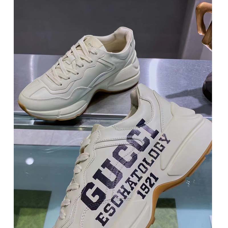 G*u*i unisex gg rhyton sneaker ’25’ ivory demetra rubber sole 5 cm heel