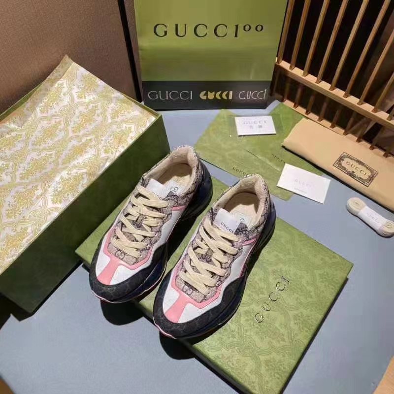 G*u*i unisex gg rhyton sneaker beige blue gg supreme canvas low heel