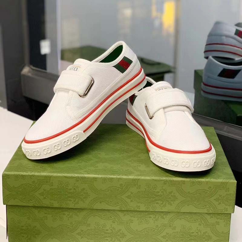 G*u*i unisex gg tennis 1977 sneaker white leather rubber sole velcro closure flat