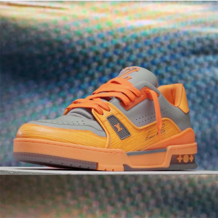 Louis Vuitton Unisex LV Trainer Sneaker Orange Epi Calf Leather Rubber Outsole