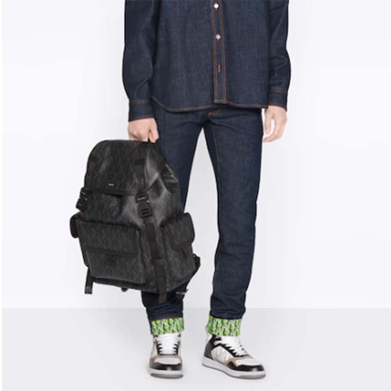 dior unisex cd hit the road backpack black cd Di*m*nd canvas