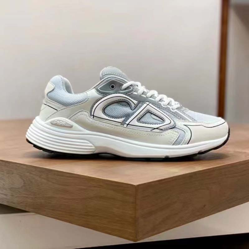 Dior Unisex Shoes CD B30 Sneaker White Mesh Technical Fabric