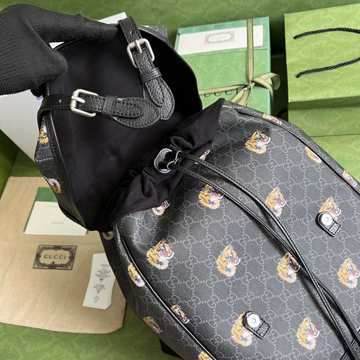 G*u*i unisex gg medium backpack tiger print black gg supreme canvas