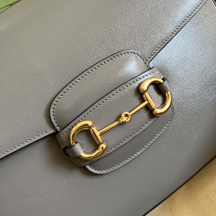G*u*i gg unisex horsebit 1955 shoulder bag grey leather flap closure