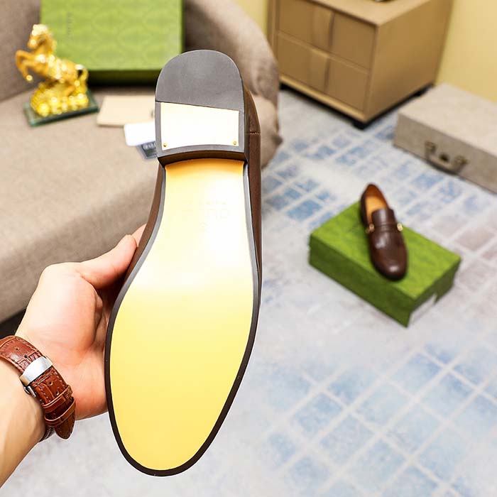 G*u*i men’s gg loafer mirrored g brown leather fringe low 3 cm heel