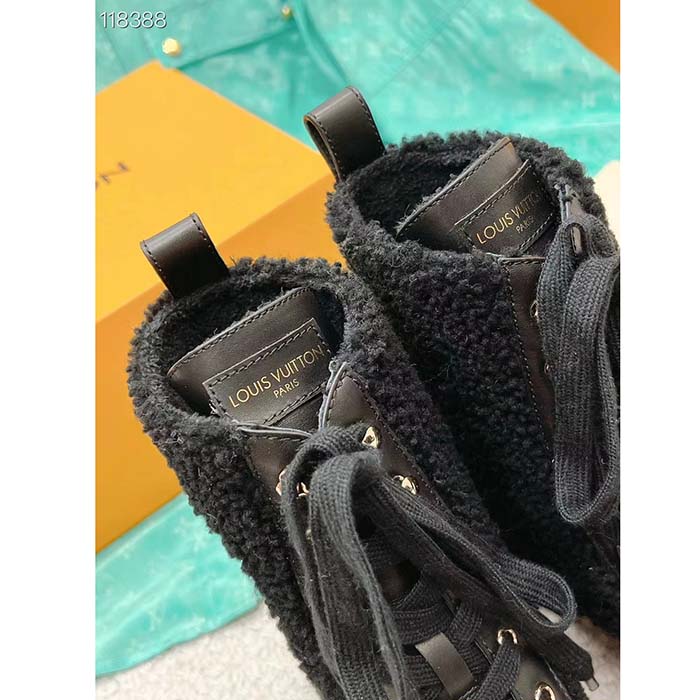 Louis Vuitton LV Women Territory Flat Ranger Black Calf Leather Wool