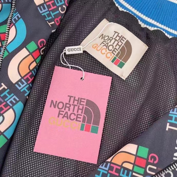 G*u*i men gg the north face x G*u*i zip jacket logo print black technical jersey