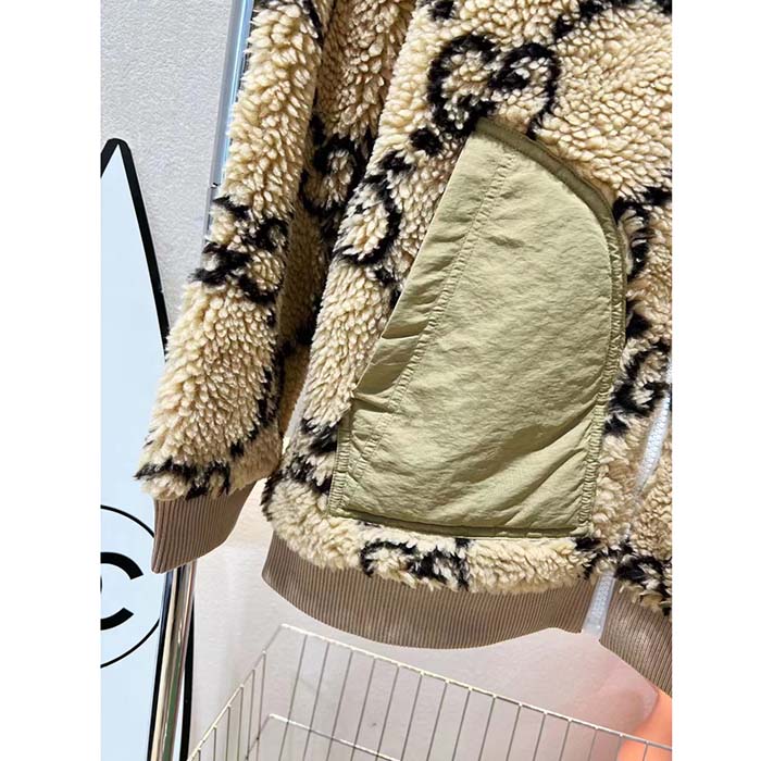 G*u*i men maxi gg wool jersey jacket beige black polyamide polyester