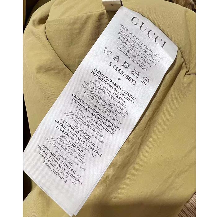 G*u*i men maxi gg wool jersey jacket beige black polyamide polyester