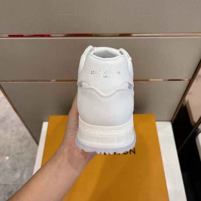 Louis Vuitton LV Unisex Run Away Sneaker White Maxi Damier Embossed Grained Calf