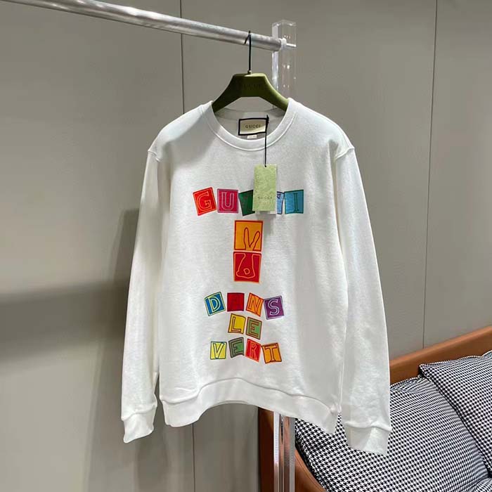 G*u*i women gg cotton jersey sweatshirt crewneck rib cotton long sleeves