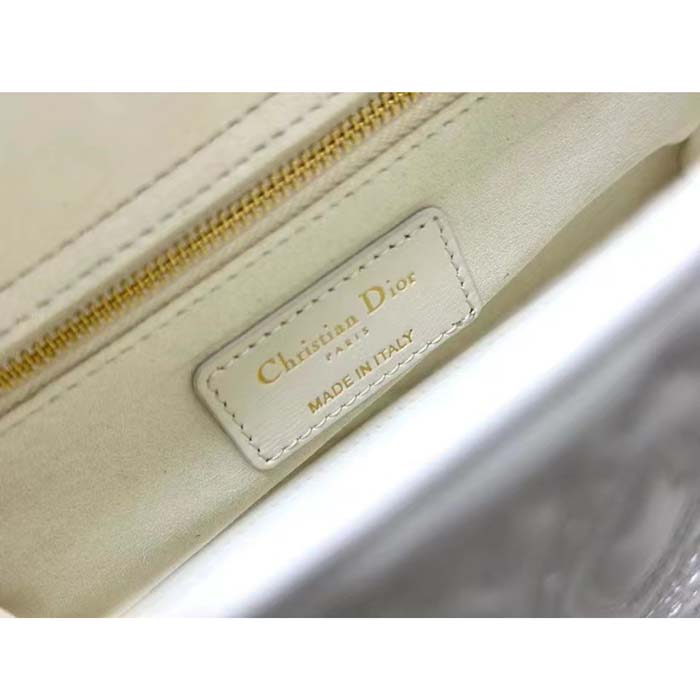 Dior Women CD Small Lady Dior My ABCDior Bag Latte Quilted-Effect Lambskin