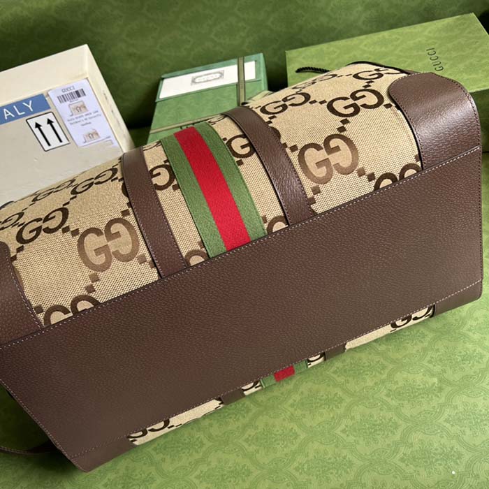 G*u*i unisex jumbo gg large duffle bag camel ebony canvas double g