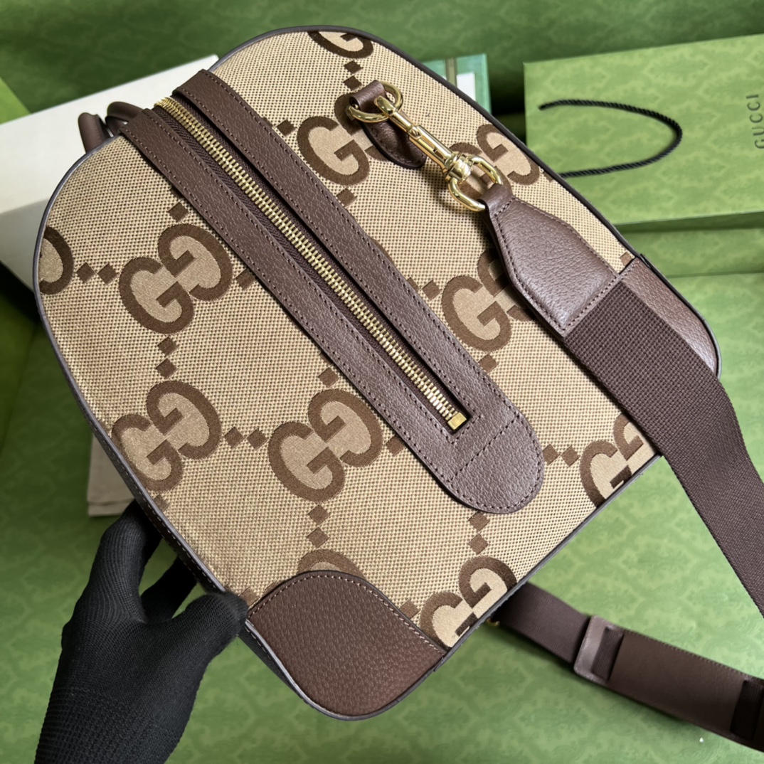 G*u*i unisex jumbo gg large duffle bag camel ebony canvas double g