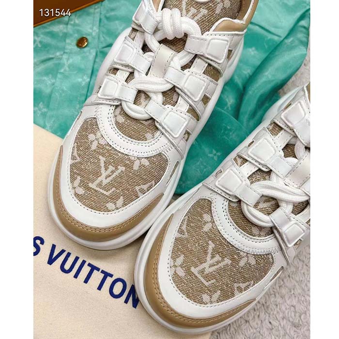 Louis Vuitton Women LV Archlight Sneaker Beige Monogram Denim Oversized Rubber Outsole