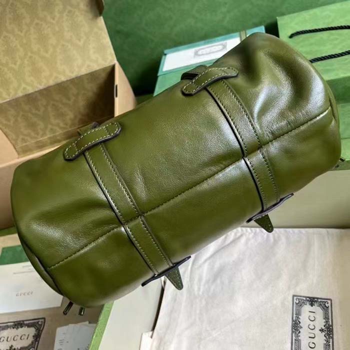 G*u*i gg unisex small duffle bag tonal double g forest green leather