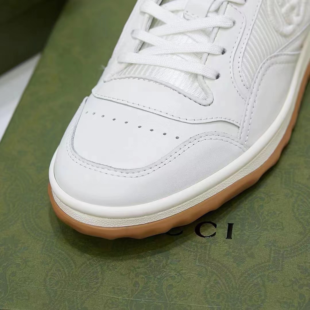 G*u*i unisex gg mac80 sneaker off white leather round toe rubber flat