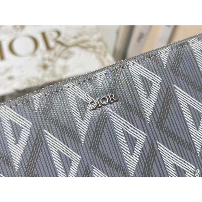 dior unisex zipped long wallet dior gray cd Di*m*nd canvas