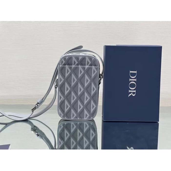 dior unisex hit the road vertical pouch dior gray cd Di*m*nd canvas