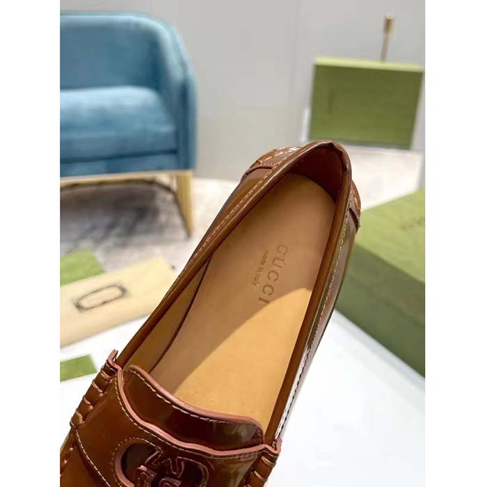 G*u*i unisex gg interlocking g cut-out loafer cuir leather flat 1.5 cm heel