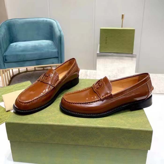 G*u*i unisex gg interlocking g cut-out loafer cuir leather flat 1.5 cm heel