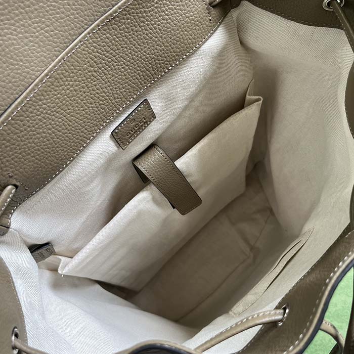 G*u*i unisex jumbo gg backpack dark green leather cotton linen top handle