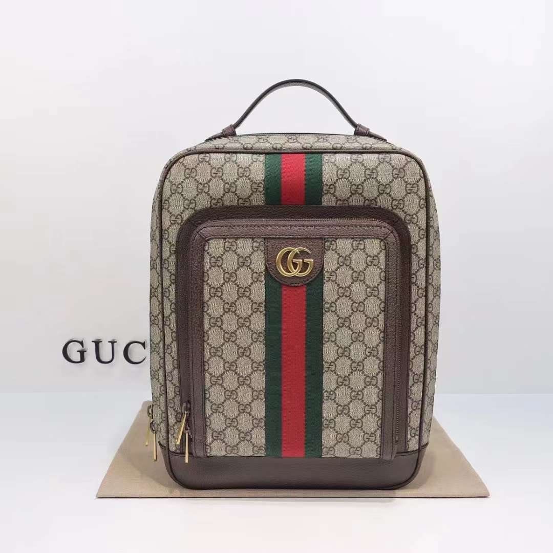 G*u*i unisex ophidia gg medium backpack beige ebony gg supreme canvas double g