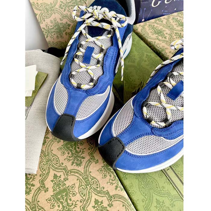 G*u*i unisex run sneaker blue black suede interlocking g bi-color rubbe low heel