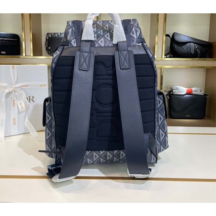 dior unisex cd hit the road backpack navy blue cd Di*m*nd canvas
