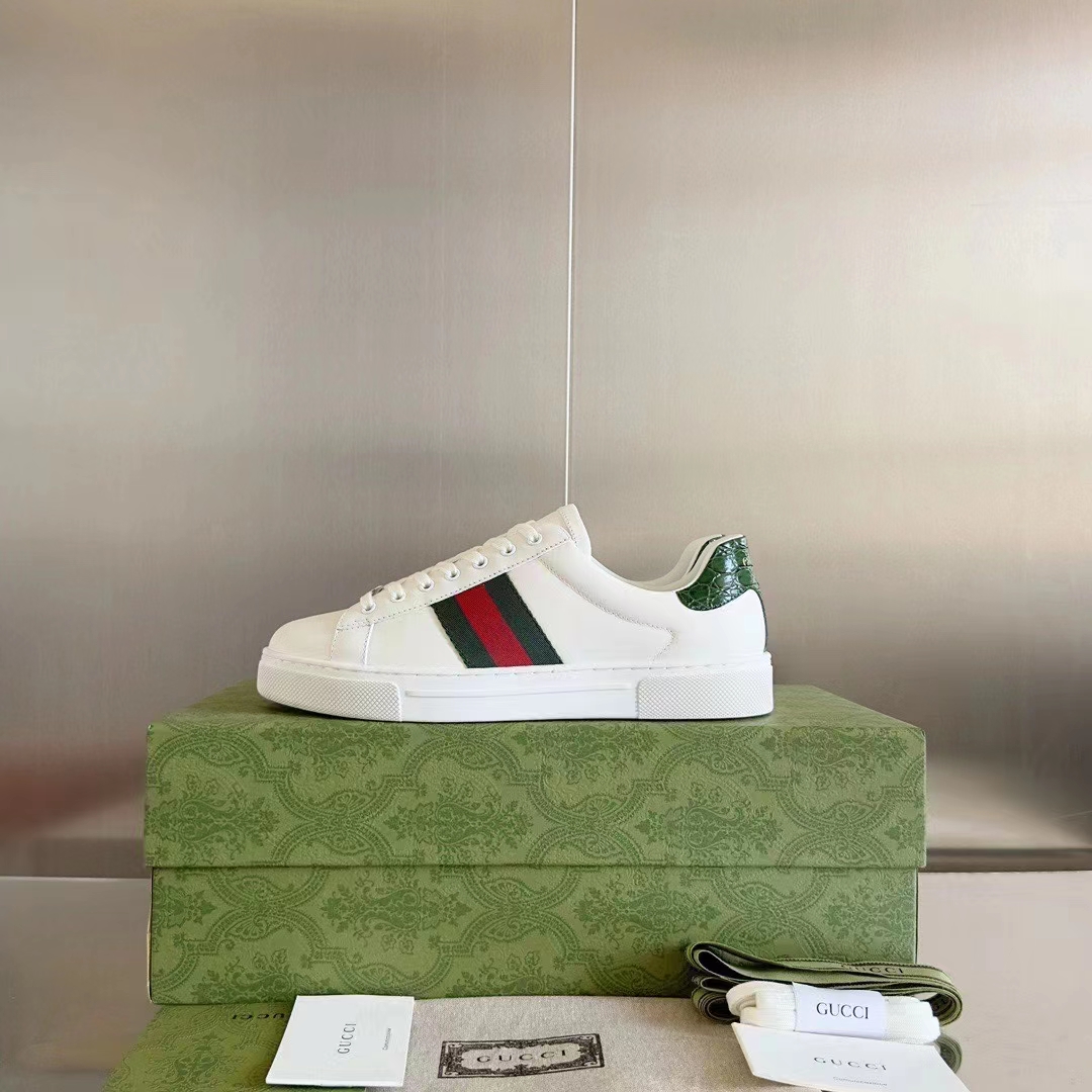 G*u*i unisex gg ace sneaker web blue white leather green red web rubber low heel