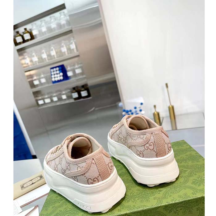 G*u*i unisex gg sneaker pink original gg canvas rubber sole interlocking g flat