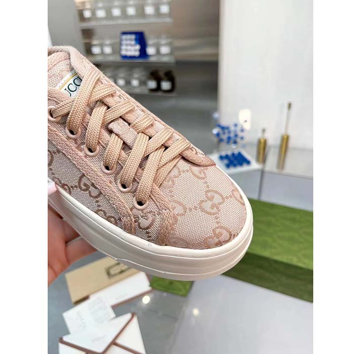 G*u*i unisex gg sneaker pink original gg canvas rubber sole interlocking g flat