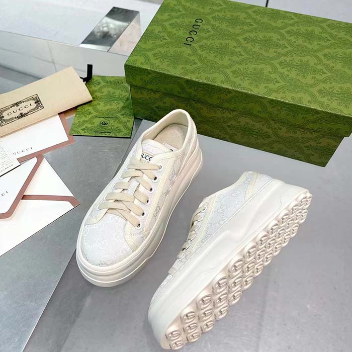 G*u*i unisex gg sneaker white original gg canvas rubber sole interlocking g flat