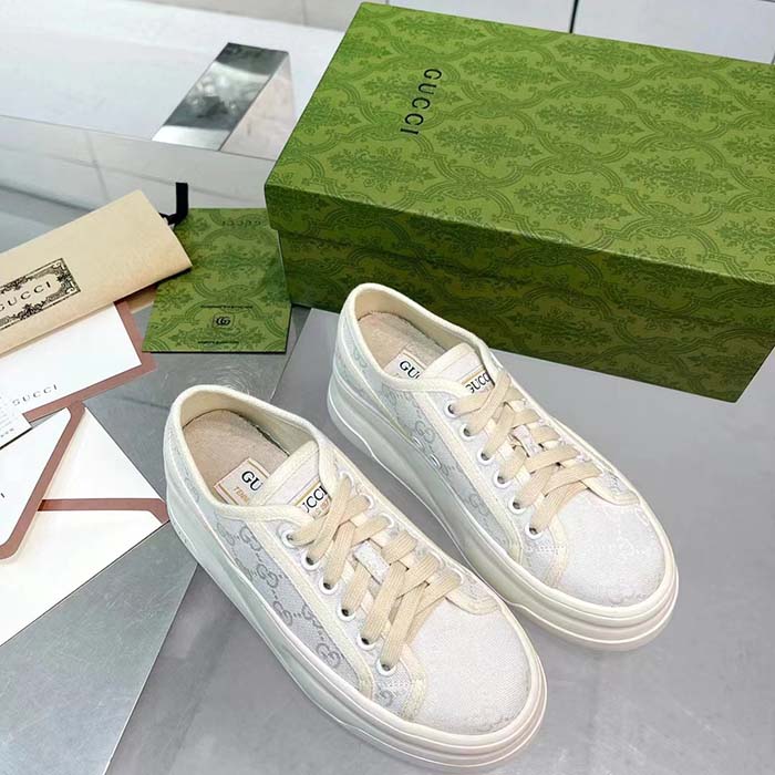 G*u*i unisex gg sneaker white original gg canvas rubber sole interlocking g flat
