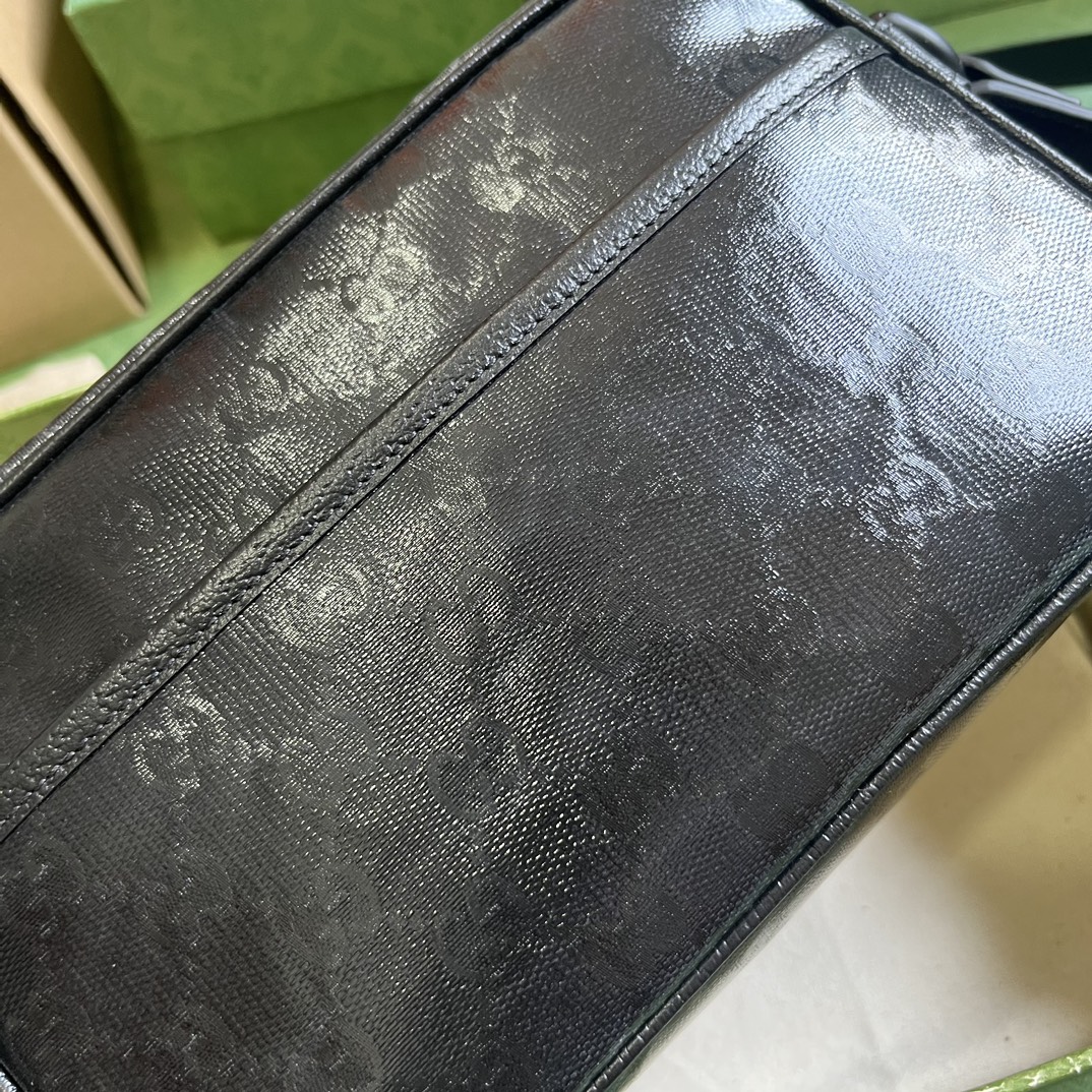 G*u*i gg unisex gg crystal mini shoulder bag black crystal canvas leather nylon lining