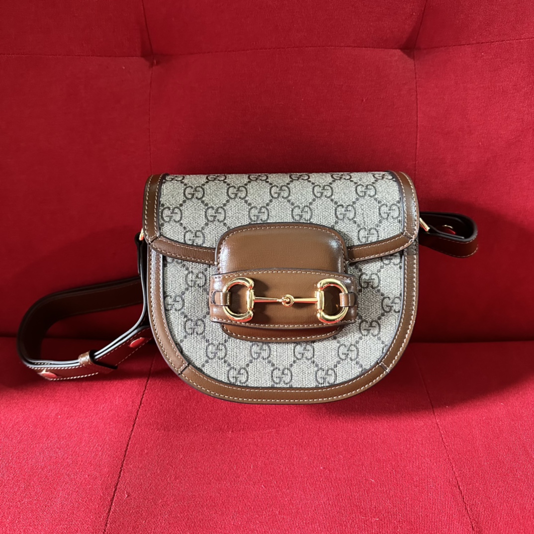 G*u*i gg women G*u*i horsebit 1955 mini rounded bag beige ebony gg supreme canvas