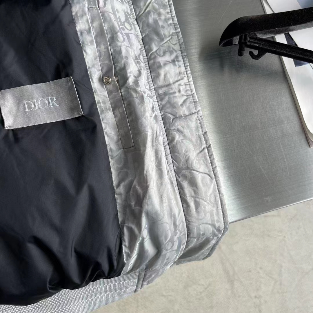 Dior Men CD Dior Oblique Bomber Jacket Gray Technical Fabric