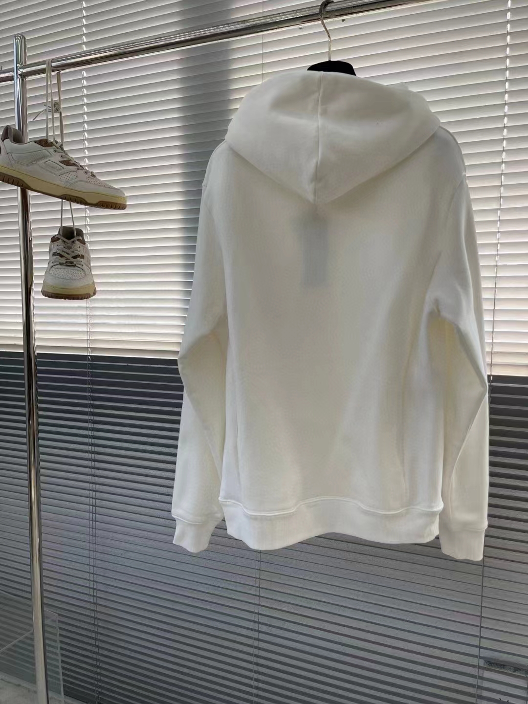 Dior Men CD Relaxed Fit Hooded Sweatshirt White Cotton Fleece
